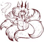  anthro breasts canine female fox horn looking_at_viewer mammal maplecookies nipples nude pussy red_theme solo wide_hips 