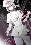  braid breasts fate/grand_order fate_(series) florence_nightingale_(fate/grand_order) glasses gloves hat kettle21 large_breasts long_hair looking_at_viewer nurse nurse_cap pantyhose red_cross red_eyes single_braid solo 
