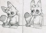  /fur/ 8chan anonymous_artist anthro eye_markings female hair_bow hair_ribbon kate_(8chan) mammal markings monochrome nude pencil_(artwork) raccoon ribbons sequence simple_background sitting solo striped_tail stripes table traditional_media_(artwork) writing_(disambiguation) young 