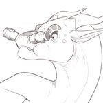  2017 ambiguous_gender digital_media_(artwork) dildo dragon feral greyscale hi_res horn knotted_dildo long_neck lunalei monochrome nasal_penetration penetration sex_toy simple_background snout solo what white_background 