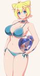  :3 animal_ears ball beachball bikini blonde_hair blue_eyes breasts gj-bu highres kirara_bernstein kuro_mushi large_breasts navel o-ring o-ring_bikini short_hair side-tie_bikini solo swimsuit 