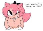  anthro bow bow_tie breasts cat cum cumshot ejaculation english_text faceless_male feline female frown fur gats hair male mammal nipples one_eye_closed orgasm penis pink_fur pink_hair sex simple_background solo sugar_(gats) text titfuck white_background 
