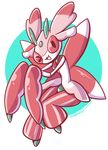  2016 :3 ;3 ambiguous_gender anaugi anthro arthropod cute flora_fauna flower hi_res insect lurantis nintendo one_eye_closed open_mouth pink_eyes plant pok&eacute;mon pseudo_clothing signature simple_background smile solo video_games white_background wink 
