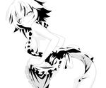  absurdres apron bare_back breasts closed_eyes greyscale highres infinite_stratos medium_breasts monochrome naked_apron panties sarashiki_tatenashi shinpei short_hair sideboob smile solo underwear 