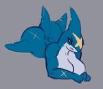  anthro big_breasts big_butt breasts butt female grey_background liveforthefunk muscular muscular_female nintendo nude pok&eacute;mon sharpedo simple_background solo video_games 