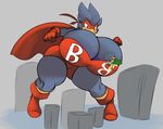  2017 anthro avian big_breasts bird breasts busty_bird canine cleavage clothed clothing duo female fight fox hero huge_breasts hyper hyper_breasts macro male mammal robomax superhero 