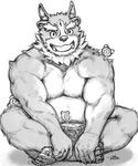  absurd_res anthro dustyangart hi_res male musclechub muscular nude tokyo_afterschool_summoners tsathoggua white_backgroudn 