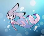  2017 anthro bra clothing disney fur judy_hopps lagomorph mammal marine merfolk rabbit rikuta simple_background solo underwear water zootopia 