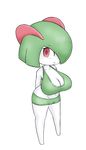  big_breasts breasts cleavage clothed clothing kirlia nintendo pok&eacute;mon red_eyes shorts somnamg video_games 