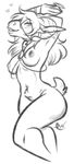  anthro blush breasts caprine female goat greyscale looking_at_viewer mammal maplecookies monochrome nipples nude smile solo 