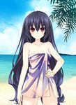  1girl alternate_hairstyle breasts choujigen_game_neptune naked_towel neptune_(series) no_pussy noire see-through solo 
