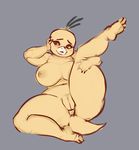  anthro anus areola big_breasts blush breasts female grey_background liveforthefunk nintendo nipples nude pok&eacute;mon presenting presenting_pussy psyduck pussy raised_leg simple_background slightly_chubby solo thick_thighs video_games 