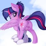  2017 ambiguous_gender backsack balls blush butt cloud cutie_mark dock duo equine feathered_wings feathers feral friendship_is_magic fur hair hi_res horn horse mammal multicolored_hair my_little_pony neck_bulge oral outside pony purple_eyes sex shining_armor_(mlp) twilight_sparkle_(mlp) twiren winged_unicorn wings 