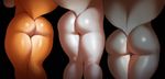  2017 ambiguous_species anthro black_background breasts butt butt_shot female group nude raised_tail simple_background triuni 