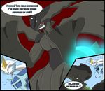  2016 ^_^ absurd_res black_body black_wings comic dialga digital_media_(artwork) english_text evil_grin eyes_closed glowing head_turn hi_res kyurem legendary_pok&eacute;mon nintendo o_o onomatopoeia pleased pok&eacute;mon post_transformation red_sclera smile sound_effects teeth text tfsubmissions thought_bubble video_games white_iris white_kyurem wings zekrom 