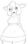  big_breasts black_and_white breasts clothing curly_q dress eyelashes female furret hair marbearis monochrome nintendo noseless open_mouth pok&eacute;mon pok&eacute;morph smile solo thick_thighs video_games wide_hips 