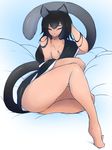  animal_humanoid bed black_fur black_hair breasts cat_humanoid clothed clothing cute eyes_closed feline female fur hair hand_on_hand humanoid hybrid long_hair long_tail mammal robe seductive skimpy smile solo thick_thighs xenochelle 