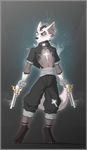  2017 angel anthro aura canine clothed clothing cross demon digital_media_(artwork) duel_wielding father_warren fur glowing gun handgun holding_object holding_weapon jackal ketrol_art looking_at_viewer magic male mammal pistol priest ranged_weapon reverend robe simple_background solo standing weapon 