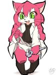  artist_request cat cat_busters furry green_eyes long_hair open_mouth pink_hair 