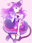  animal_ears blush choker cure_macaron dress gloves kirakira_precure_a_la_mode long_hair magical_girl purple_hair tail violet_eyes 