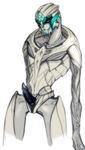  alien chillchell erection facial_markings male mandibles markings mass_effect nude penis plain_background solo turian white_background xerny 