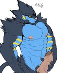  2010 abs anthro biceps big_muscles cursedmarked cursemarked feline luxray lynx male mammal muscles nintendo nude pecs penis plain_background pok&#233;mon pokemon solo video_games white_background 