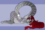  anthro ass_up blush canine female fur hair hiddenwolf long_hair looking_at_viewer mammal nude pregnant solo 