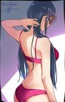  arm_at_side arm_up ass back bangs bare_arms bare_shoulders blue_eyes blue_hair blue_nails bra breasts character_request copyright_request eyebrows_visible_through_hair from_behind hair_over_shoulder isshiki_(ffmania7) long_hair looking_at_viewer looking_back medium_breasts midriff nail_polish panties pink_bra pink_panties profile shoulder_blades sidelocks signature sunlight thighs tsurime twitter_username underwear underwear_only very_long_hair 