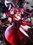  1girl blue_eyes boots breasts choker cleavage coat fate/extra fate/grand_order fate_(series) gun hat lips long_hair pants pink_hair rider_(fate/extra) scar smile weapon 