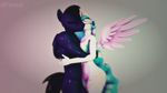  3d_(artwork) anthro anthrofied big_breasts breasts digital_media_(artwork) equine female friendship_is_magic horn ipwnd kissing mammal my_little_pony navel nude princess_celestia_(mlp) 