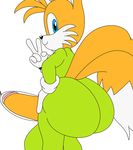  2016 anthro balls big_balls big_butt breast_milking butt canine clothing erection fox hi_res huge_balls huge_butt lactating male mammal miles_prower milking_uniform penis penis_milking simple_background solo sonic_(series) white_background 