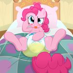  bed blue_eyes blush diaper earth_pony equine female feral fillyscoots42 friendship_is_magic hair hi_res horse looking_at_viewer mammal my_little_pony pink_hair pinkie_pie_(mlp) pony solo tongue tongue_out urine wet_diaper 