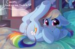  2017 blush cutie_mark dock equine feathered_wings feathers female fensu-san feral friendship_is_magic hair hi_res hooves inside mammal multicolored_hair my_little_pony pegasus pussy rainbow_dash_(mlp) rainbow_hair solo tears wings 