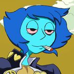  alien blue_hair blue_skin cartoon_network clothing crossover drugs gem_(species) hair jojo&#039;s_bizarre_adventure josuke_higashikata lapis_lazuli_(steven_universe) marijuana perinia smoking solo steven_universe 