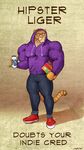  2011 alcohol anthro beer beverage clothing eyewear feline footwear glasses herc_the_liger hipster hoodie hybrid liger lion mainlion male mammal muscular muscular_male pabst_blue_ribbon shoes solo tiger 