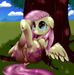  &lt;3 2017 absurd_res anatomically_correct anatomically_correct_pussy animal_genitalia animal_pussy anus butt collaboration cutie_mark equine equine_pussy female feral fluttershy_(mlp) friendship_is_magic hair hi_res hooves legs_up long_hair mammal my_little_pony otpl outside pegasus pink_hair pussy saralien solo tree underhoof victoreach wings 