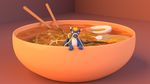  2016 3d_(artwork) 4_fingers blue_skin chopsticks digital_media_(artwork) dragon food forked_tongue micro multicolored_skin noodles nyama orange_eyes percy_technic scalie simple_background solo tongue tongue_out white_skin 