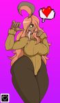 &lt;3 1uped-art ahoge anthro black_sclera breasts camel_toe clothed clothing fellatio_gesture female gourgeist hair hair_over_eye long_hair long_tongue nintendo open_mouth pink_background pok&eacute;mon simple_background solo speech_bubble sweater thick_thighs tongue tongue_out video_games 
