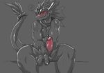  abs agitype01 anthro blush claws dragon erection eyewear fangs future_card_buddyfight goggles hair humanoid_penis looking_at_viewer male mars_symbol muscular muscular_male nude pecs penis red_eyes scalie simple_background sitting solo sun_dragon_bal tongue 