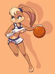  :3 animal_ears bare_arms bare_legs bare_shoulders basketball basketball_uniform blonde_hair breasts buck_teeth bunny_ears bunny_girl bunny_tail collarbone eyelashes full_body fur furry gloves green_eyes kempferzero large_breasts lola_bunny looking_to_the_side looney_tunes navel no_bra no_nipples panties panty_peek short_hair shorts smile solo space_jam sportswear stomach tail underboob underwear upshorts white_gloves 