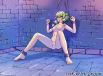  1girl aftersex blush breasts captured chain chained chains cuff cum cum_dump cum_on_body defeated dungeon eldibi erect_nipples erection goblin_slayer! green_eyes green_hair half-closed_eyes high_elf_archer_(goblin_slayer!) medium_breasts nipples nude pointed_ears rolling_eyes smile solo_focus thighhighs 