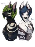  4_eyes anthro canine duo hair looking_at_viewer male mammal multi_eye nipples nude xenochelle 