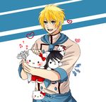  1boy black_hair blonde_hair blue_eyes flynn_scifo hello_kitty open_mouth short_hair tales_of_(series) tales_of_vesperia yuri_lowell 