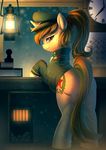  bakki brown_hair clothed clothing cutie_mark detailed_background equine eyelashes fan_character female feral hair hooves horn lantern mammal my_little_pony red_eyes smile solo standing unicorn 