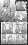  2017 bonnie_hopps comic disney duo female greyscale hat hi_res hug lagomorph male mammal mistermead monochrome rabbit stu_hopps zootopia 