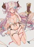  arm_support bad_id bad_pixiv_id bikini blue_eyes blush braid breasts closed_mouth collarbone commentary_request covered_nipples draph freng full_body granblue_fantasy hair_ornament hair_over_one_eye highres horns large_breasts long_hair looking_at_viewer narmaya_(granblue_fantasy) planted_sword planted_weapon purple_hair sandals sitting solo swimsuit sword unsheathed very_long_hair wariza weapon white_bikini 