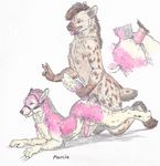  anal animal_genitalia animal_penis canine canine_penis fur hyena male male/male mammal penis pink_fur skyfifer wolf 