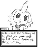  ambiguous_gender black_and_white dialogue english_text espurr eyelashes girly looking_at_viewer low_res monochrome nintendo pok&eacute;mon pok&eacute;morph roy_mccloud solo talking_to_viewer text video_games 