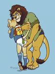  animated anthro bulge clothing diaper eyewear father feline glasses lion male mammal parent puddlepup son underwear 