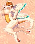  2017 dragon feathered_wings feathers female flammie fur furred_dragon hair mana_(series) nude open_mouth secret_of_mana shioinu solo video_games wings 